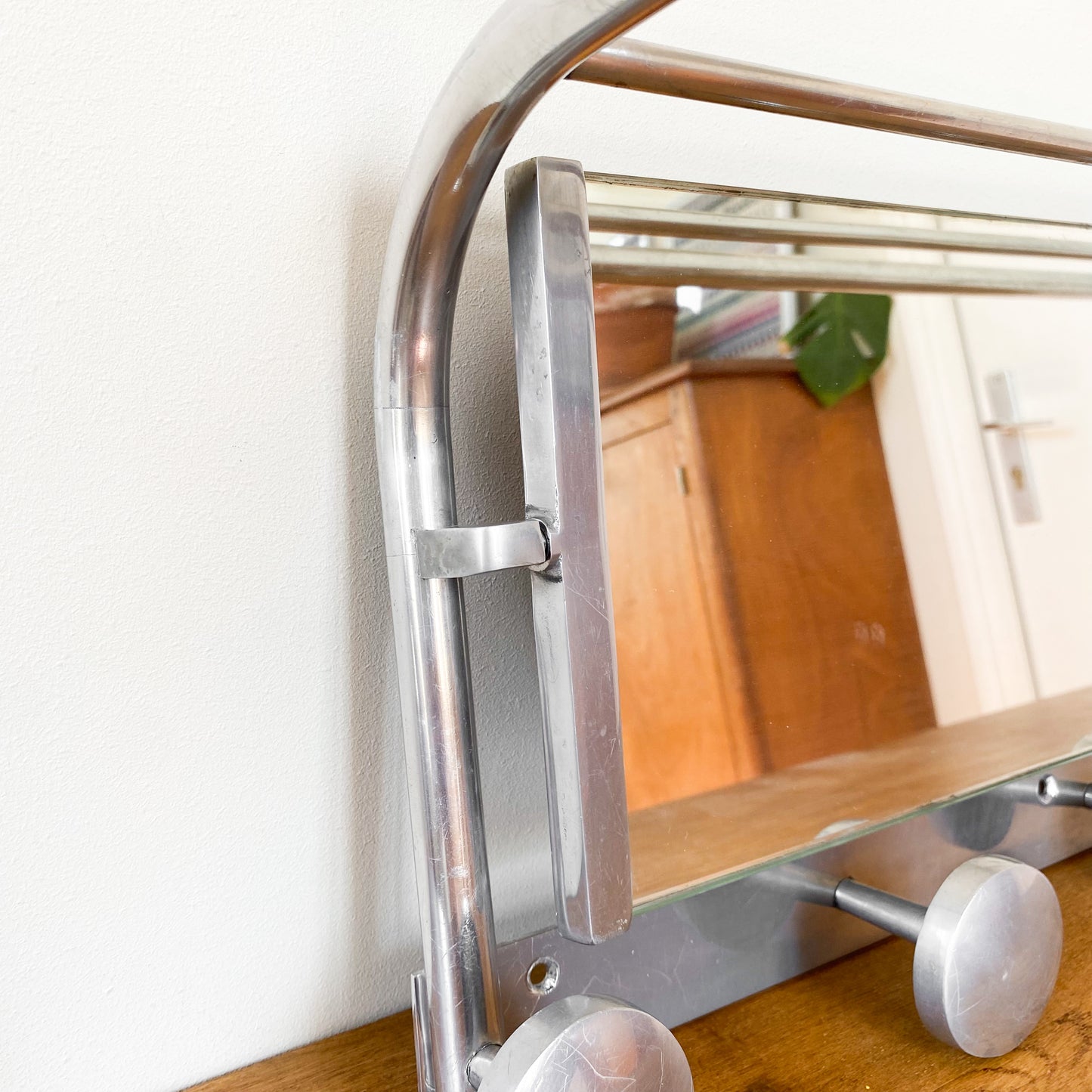 porte manteaux chromé vintage avec miroir